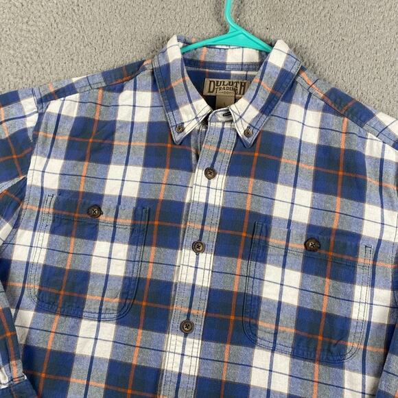 Duluth Trading Co Flannel Shirt Men's Large Blue Plaid Causal Outdoors Hiking - Picture 2 of 7